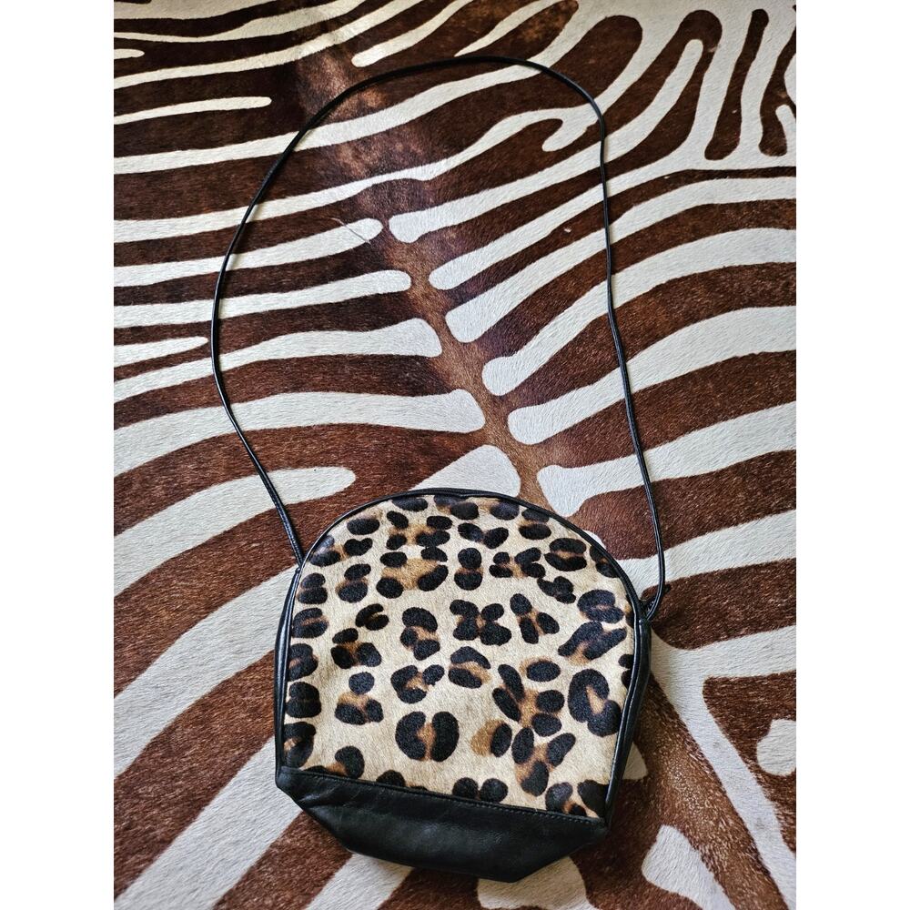 Vintage Cache Leather & Leopard Print Cowhide Cro… - image 4